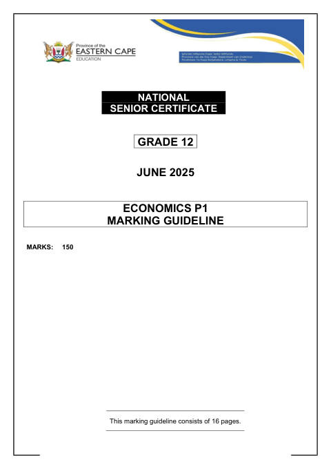 Economics Grade 12 DBE Caps May/June 2025 Paper 1 - Question Paper (Eastern Cape)