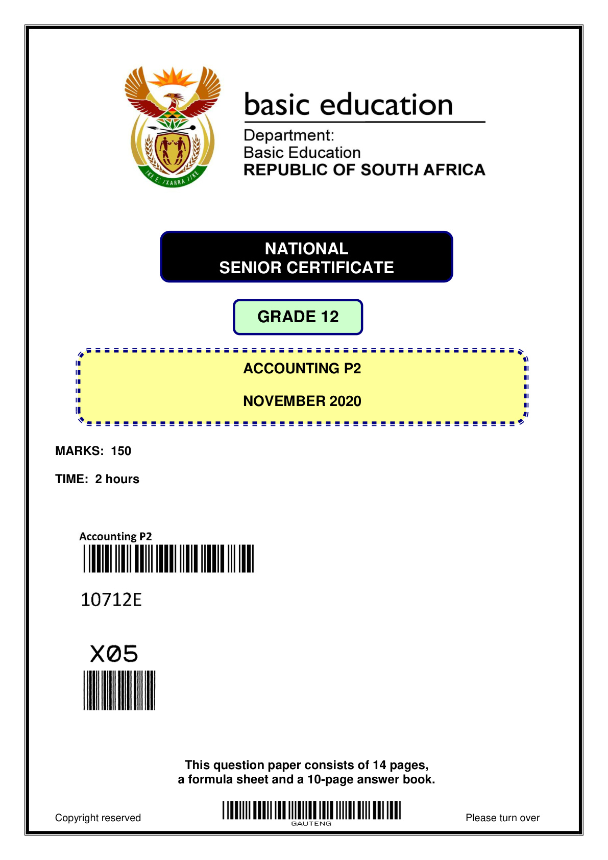 Accounting Paper 2 (Gauteng) Preparatory 2021 Grade 12 DBE
