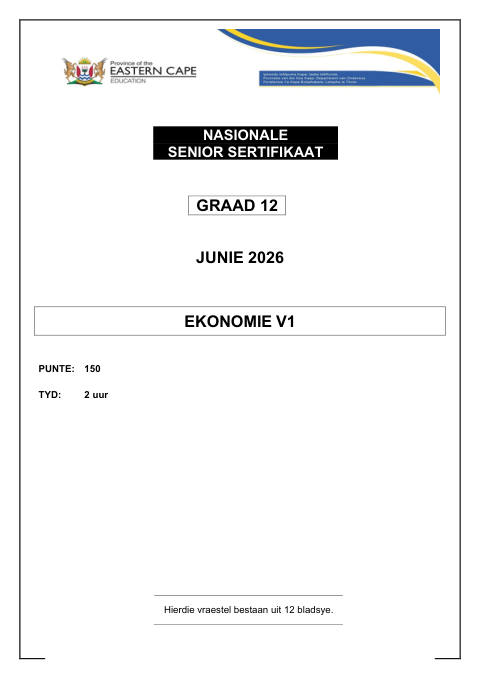 Economics Grade 12 DBE Caps May/June 2026 Paper 1 - Question Paper (Eastern Cape)