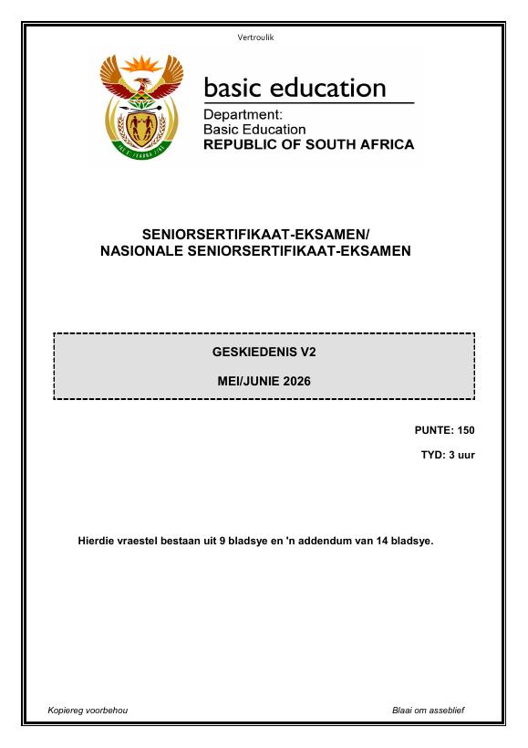 History Grade 12 DBE Caps May 2026 Paper 2 - Question Paper