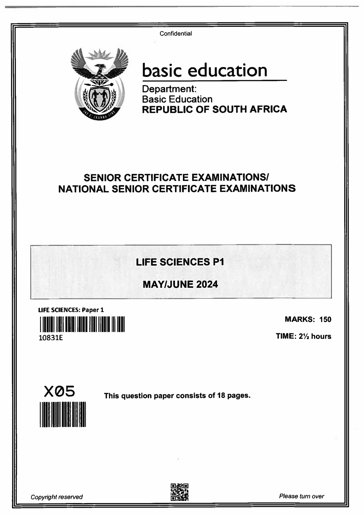 Life Sciences Paper 1 (Gauteng) June 2024 Grade 12 DBE