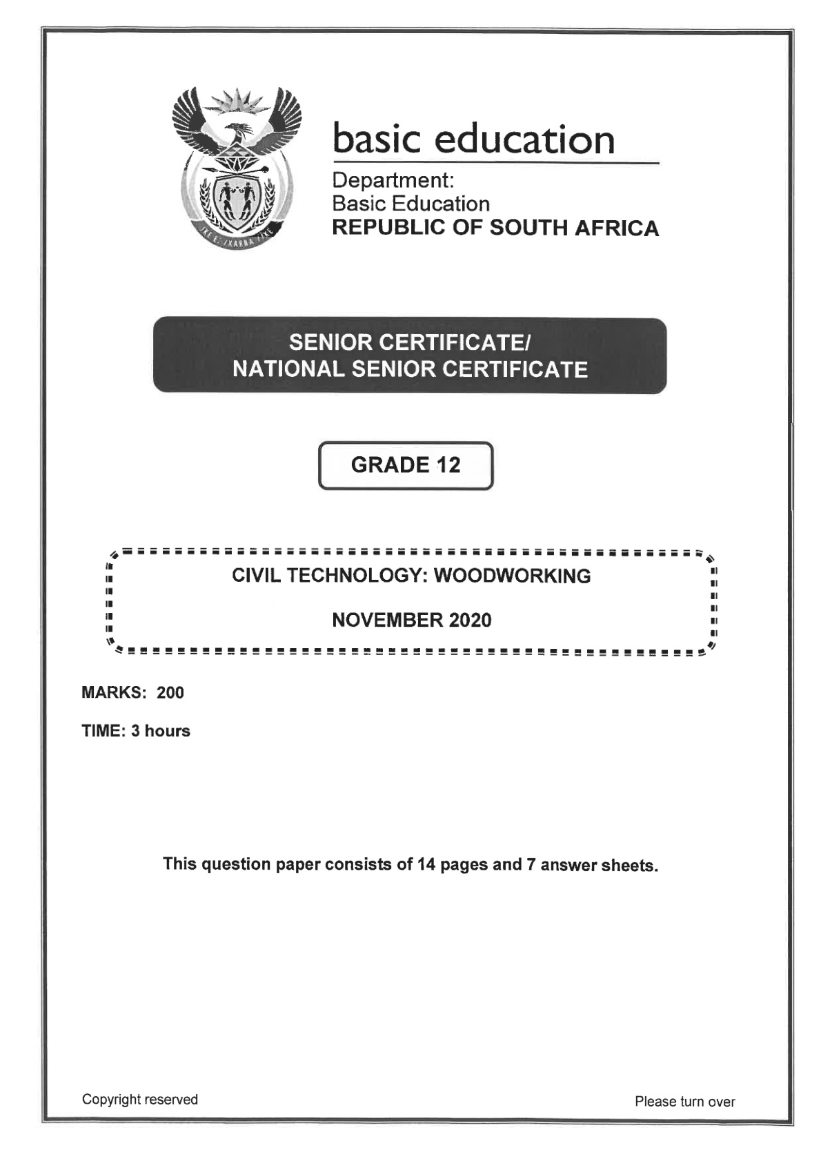 Civil Technology November 2020 Grade 12 DBE