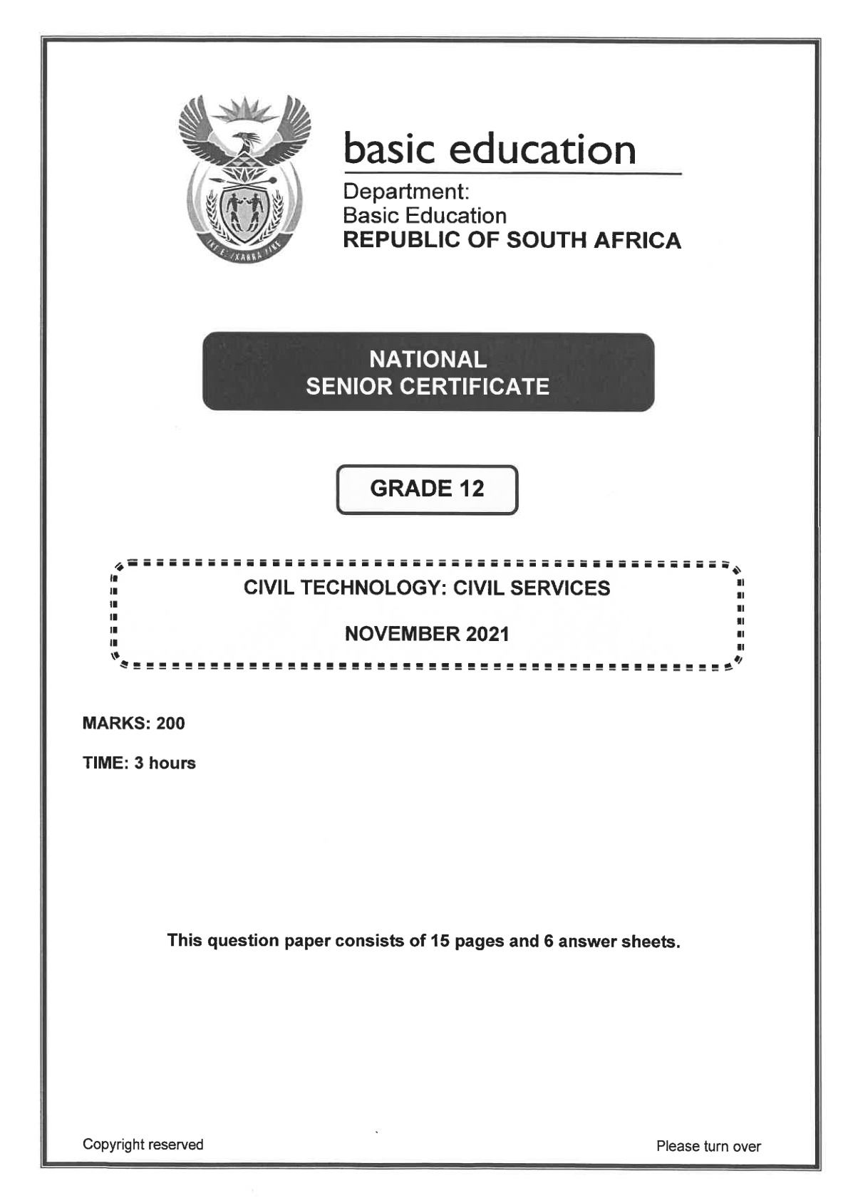 Civil Technology November 2021 Grade 12 DBE