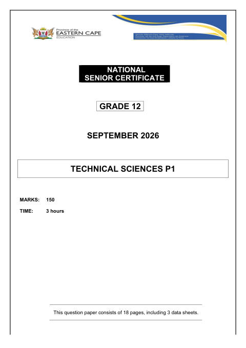 Technical Sciences Grade 12 DBE Caps September 2026 Paper 1 - Question Paper (Eastern Cape)