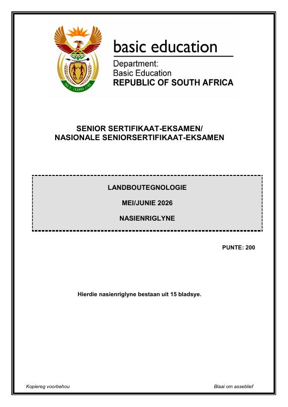 Agricultural Technology Grade 12 DBE CAPS May 2026 Paper 1 - Memo