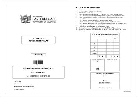 Engineering Graphics And Design Grade 12 DBE Caps September 2025 Paper 1 - Question Paper (Eastern Cape)