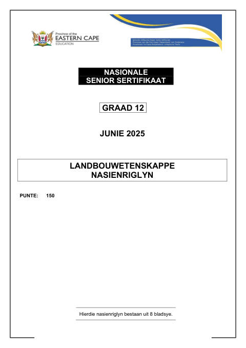 Agricultural Sciences Grade 12 DBE Caps May/June 2025 - Question Paper (Eastern Cape)