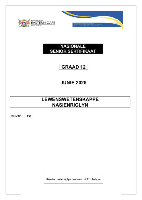 Life Sciences Grade 12 DBE Caps May/June 2025 - Memo (Eastern Cape)