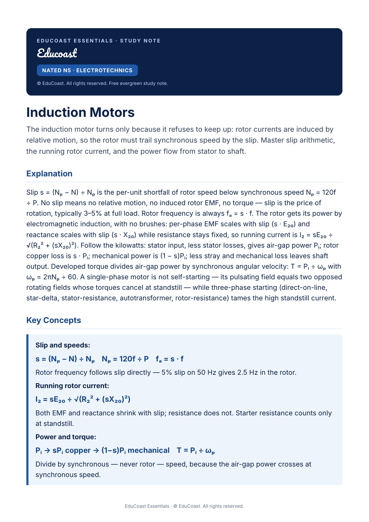 Induction Motors — N5 Electrotechnics (Nated)
