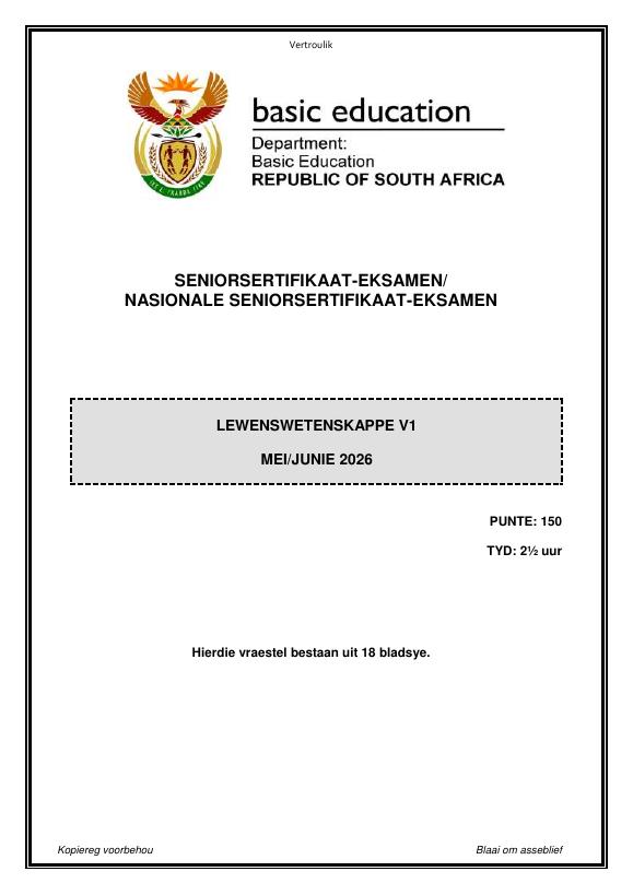 Marine Sciences Grade 12 DBE CAPS May 2026 Paper 1 - Question Paper