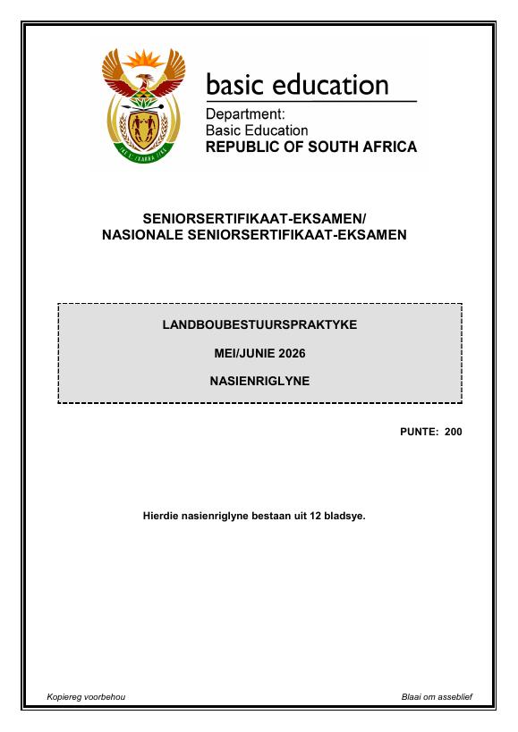 Agricultural Management Practices Grade 12 DBE CAPS May 2026 Paper 1 - Memo