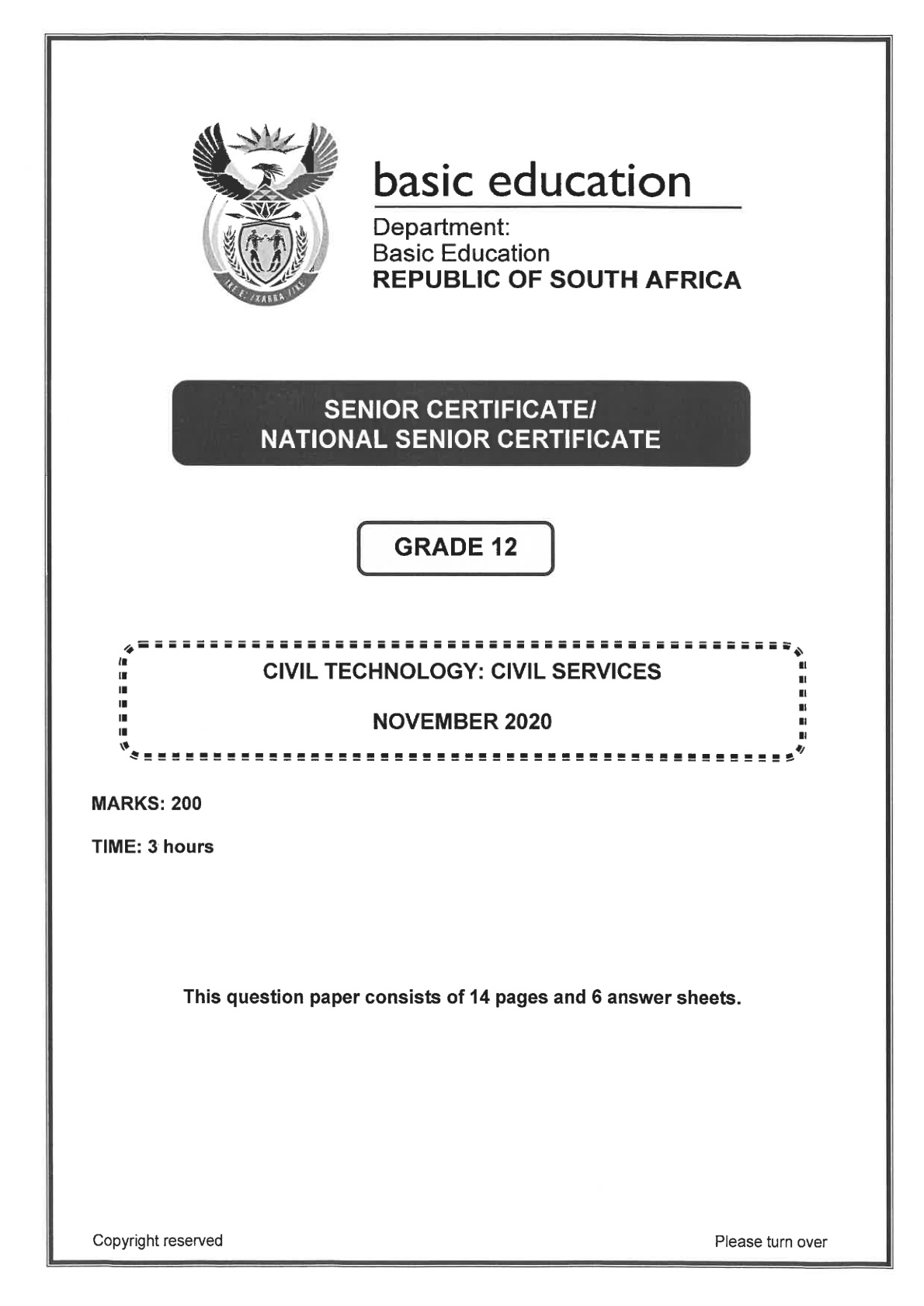 Civil Technology November 2020 Grade 12 DBE