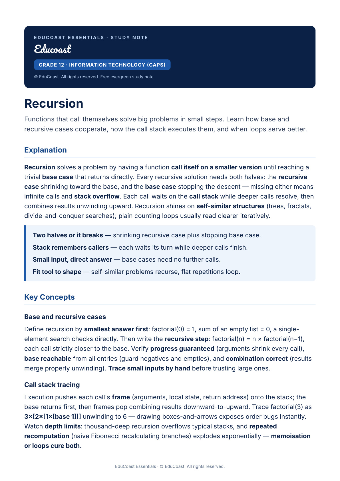 Recursion — Grade 12 IT (CAPS)