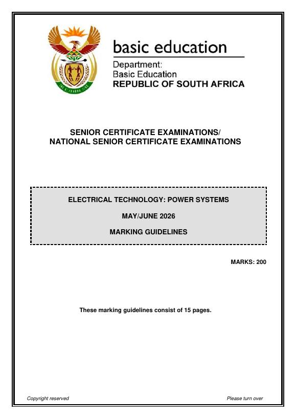 Electrical Technology Grade 12 DBE CAPS May 2026 Paper 1 - Question Paper