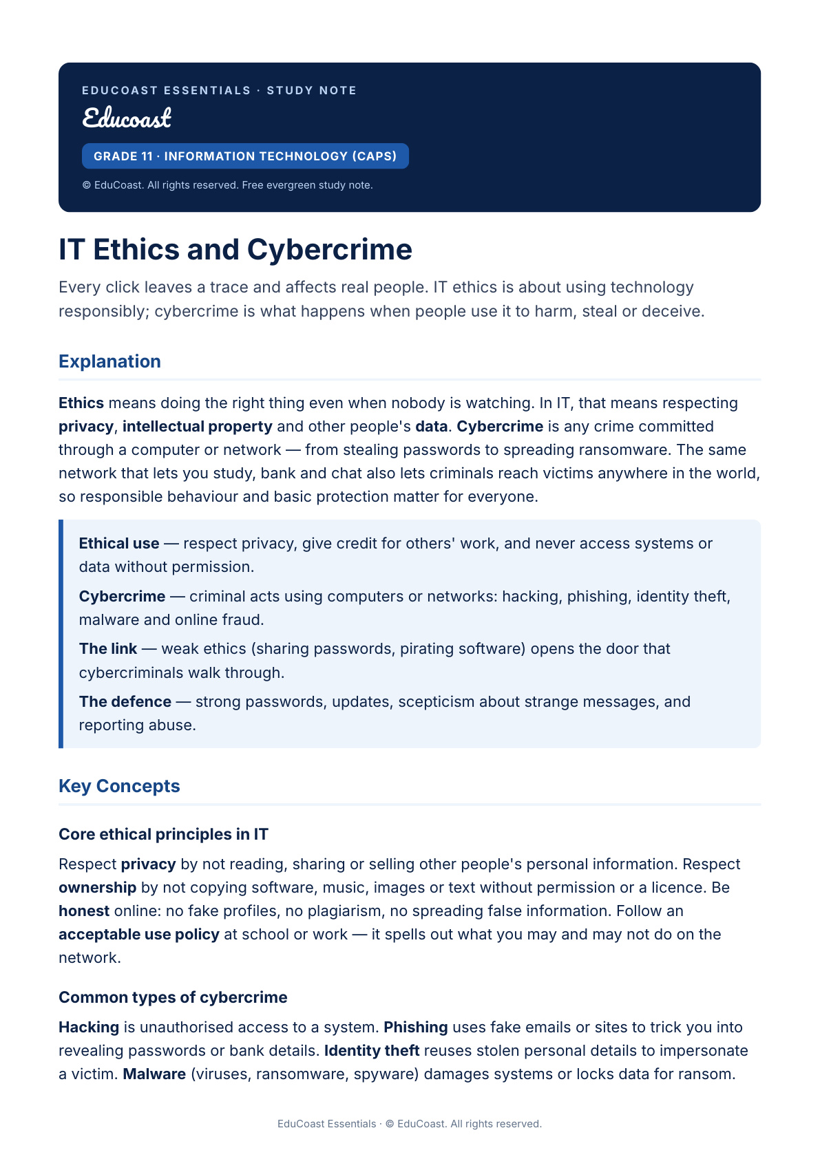 Cybercrime — Grade 11 It (Caps)