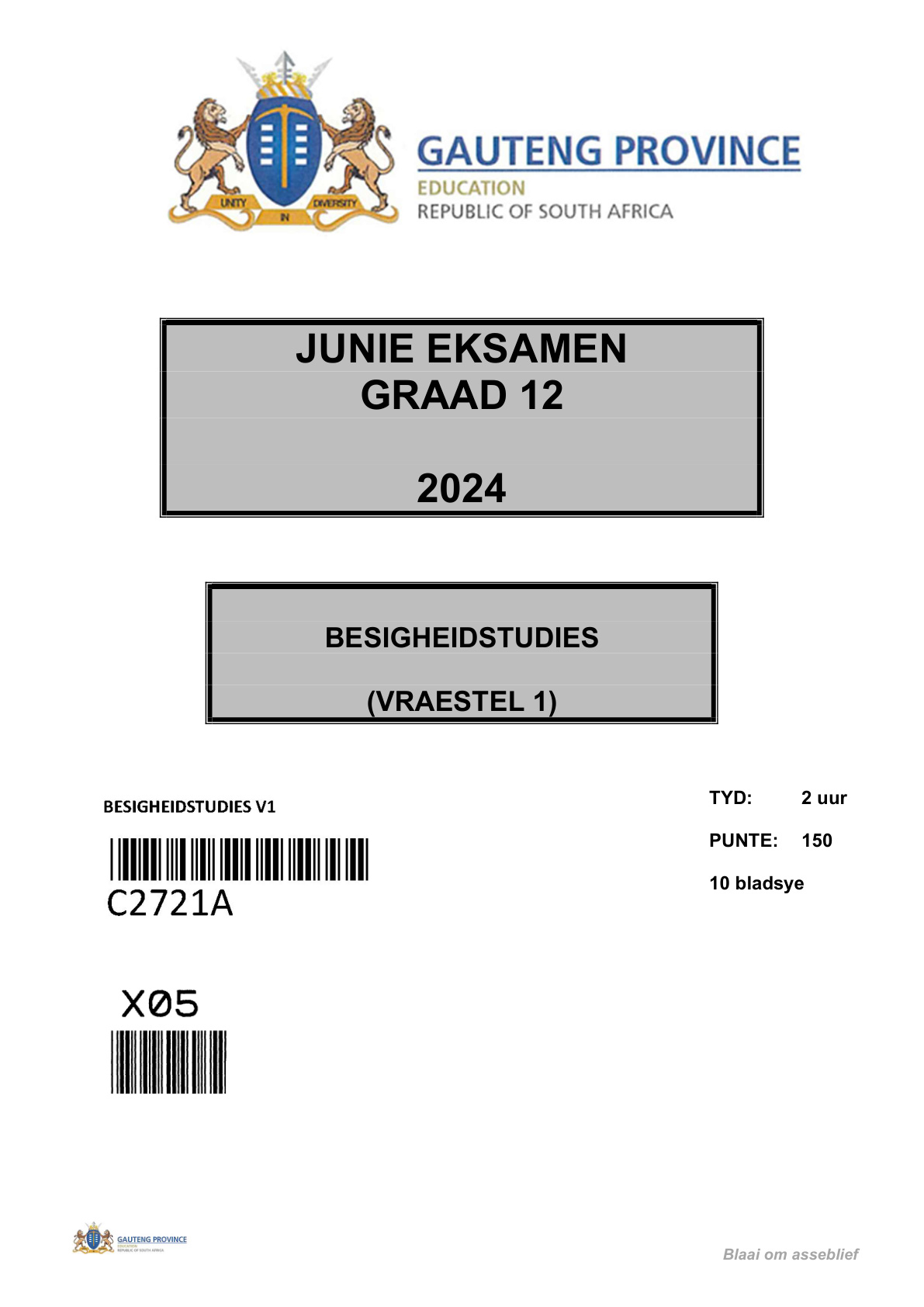 Business Studies Paper 1 (Gauteng) June 2024 Grade 12 DBE