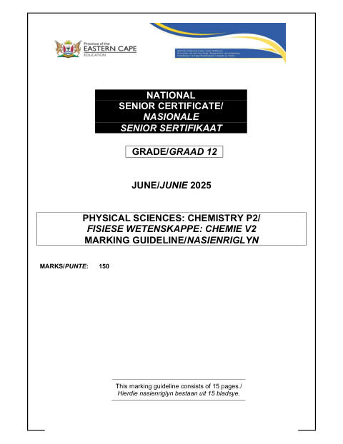 Physical Sciences Grade 12 DBE Caps May/June 2025 Paper 2 - Memo (Eastern Cape)