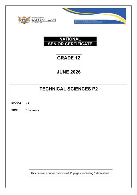 Technical Sciences Grade 12 DBE Caps May/June 2026 Paper 2 - Question Paper (Eastern Cape)