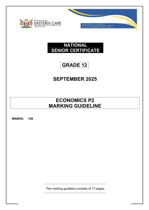 Economics Grade 12 DBE Caps September 2025 Paper 2 - Memo (Eastern Cape)