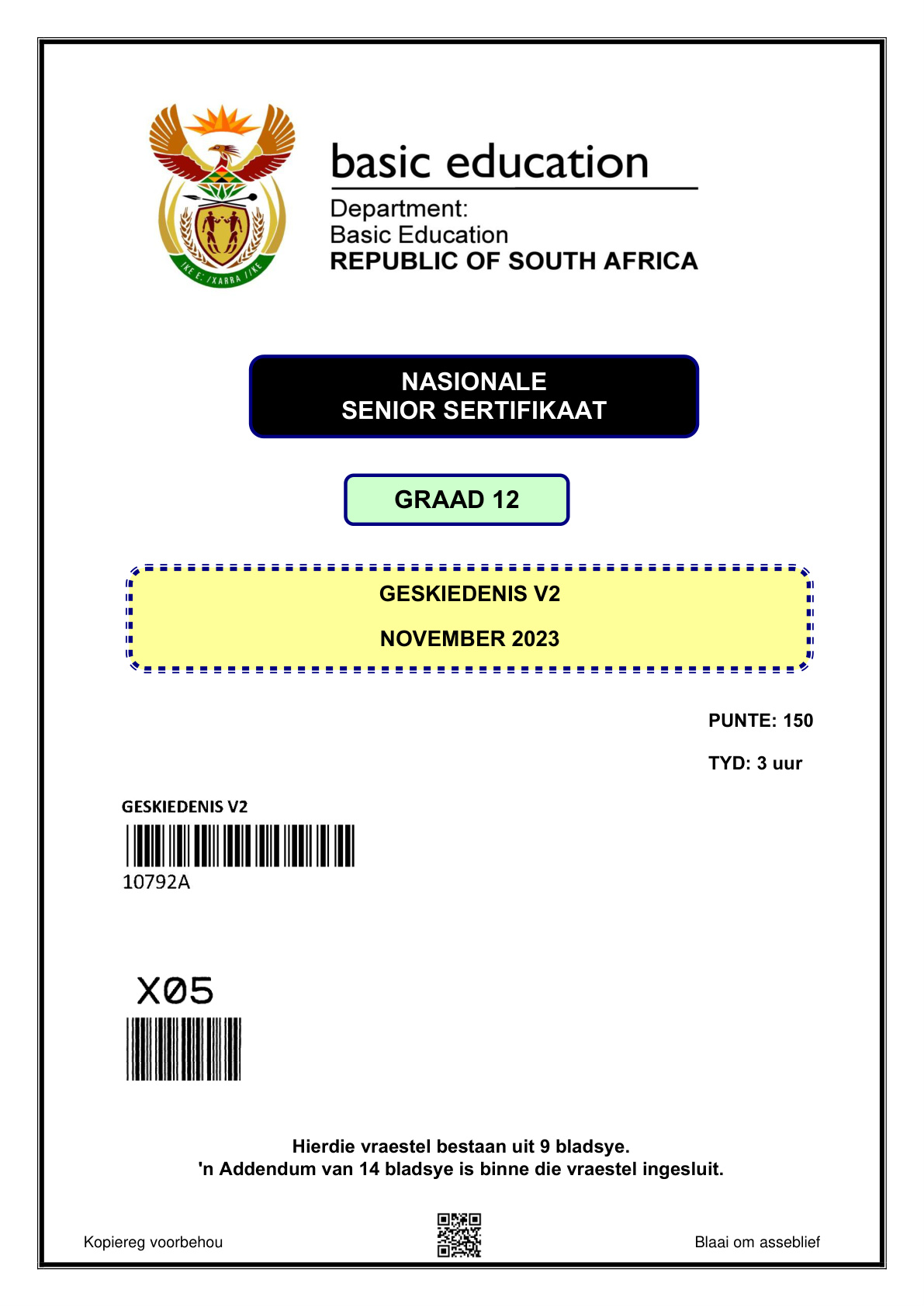 History Paper 2 (Gauteng) November 2023 Grade 12 DBE