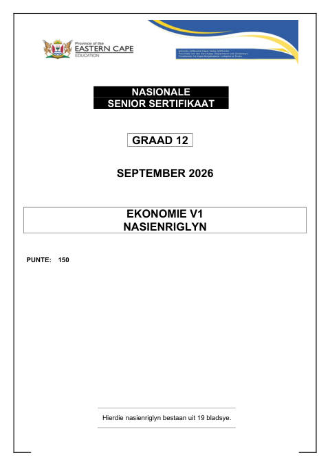 Economics Grade 12 DBE Caps September 2026 Paper 1 - Memo (Eastern Cape)