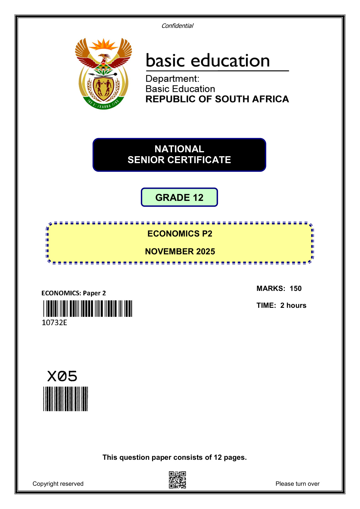 Economics Paper 2 (Gauteng) November 2025 Grade 12 DBE