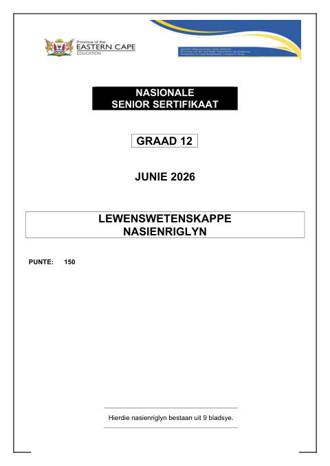 Life Sciences Grade 12 DBE Caps May/June 2026 - Memo (Eastern Cape)