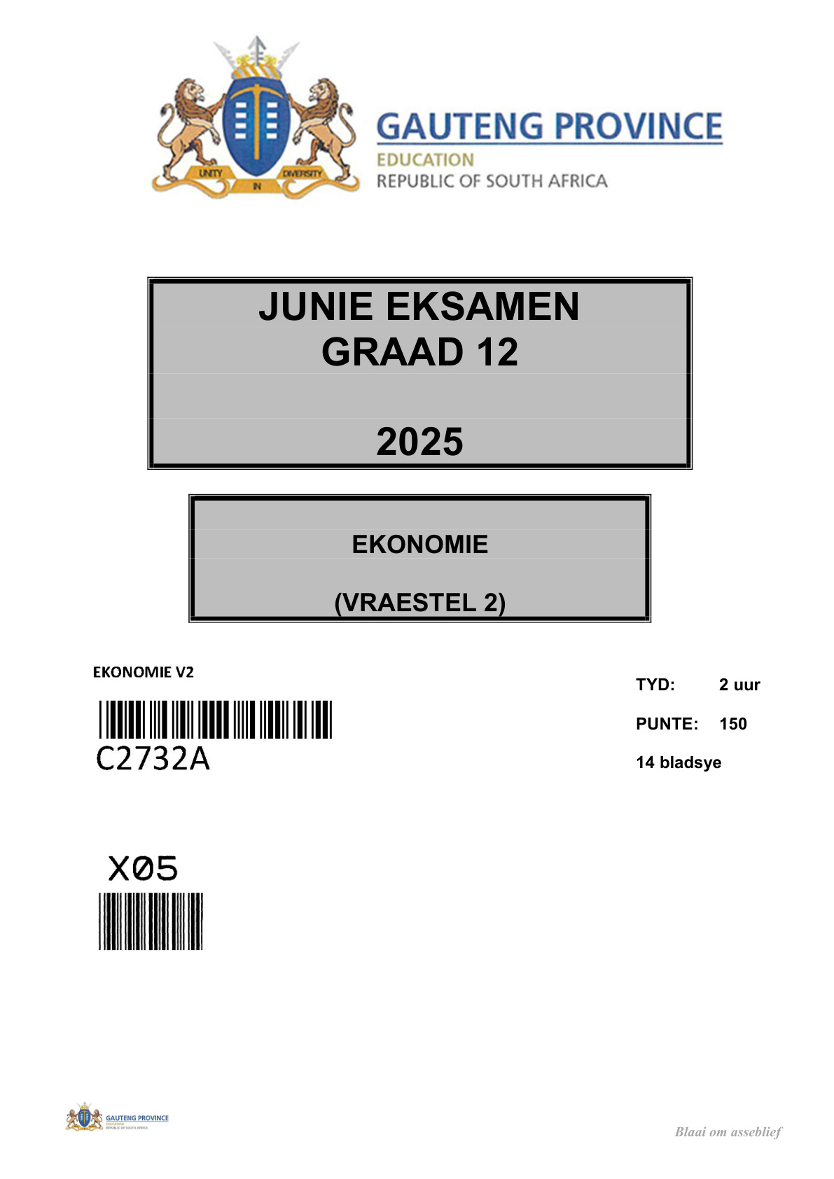 Economics Paper 2 (Gauteng) June 2025 Grade 12 DBE