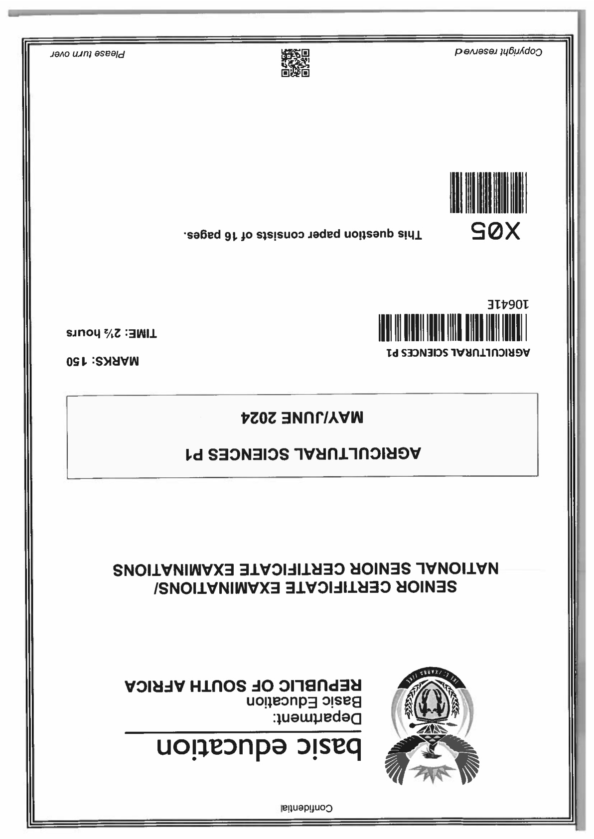 Agricultural Sciences Paper 1 (Gauteng) June 2024 Grade 12 DBE