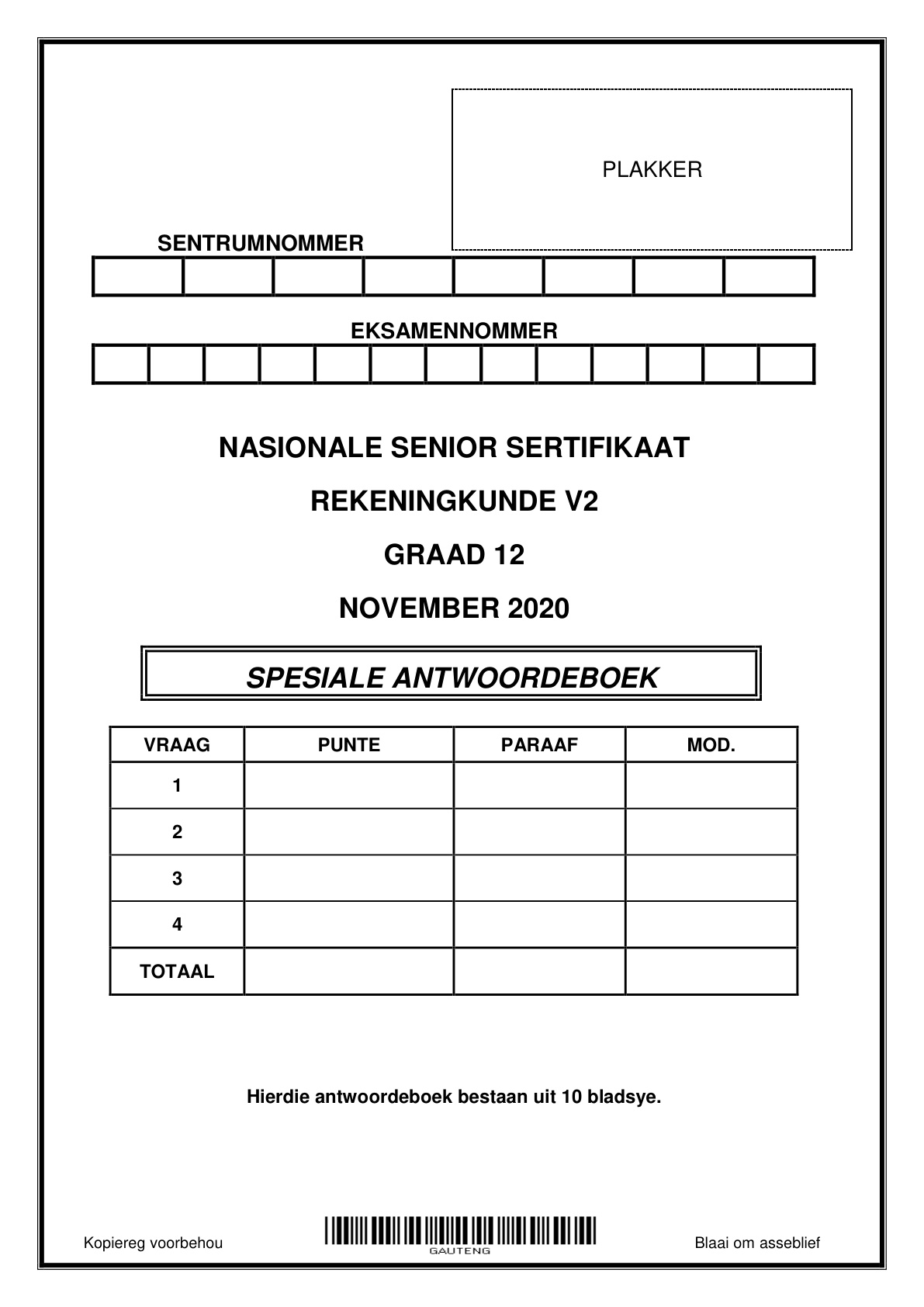 Accounting Paper 2 Answer Book (Gauteng) Preparatory 2021 Grade 12 DBE