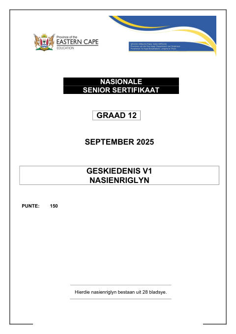 History Grade 12 DBE Caps September 2025 Paper 1 - Memo (Eastern Cape)