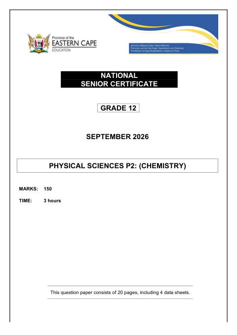 Physical Sciences Grade 12 DBE Caps September 2026 Paper 2 - Question Paper (Eastern Cape)
