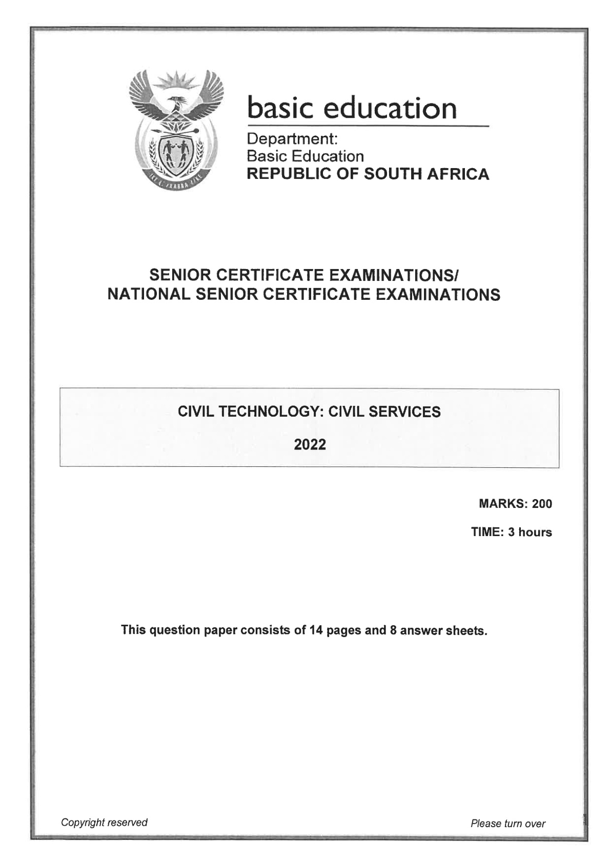 Civil Technology (Gauteng) June 2022 Grade 12 DBE