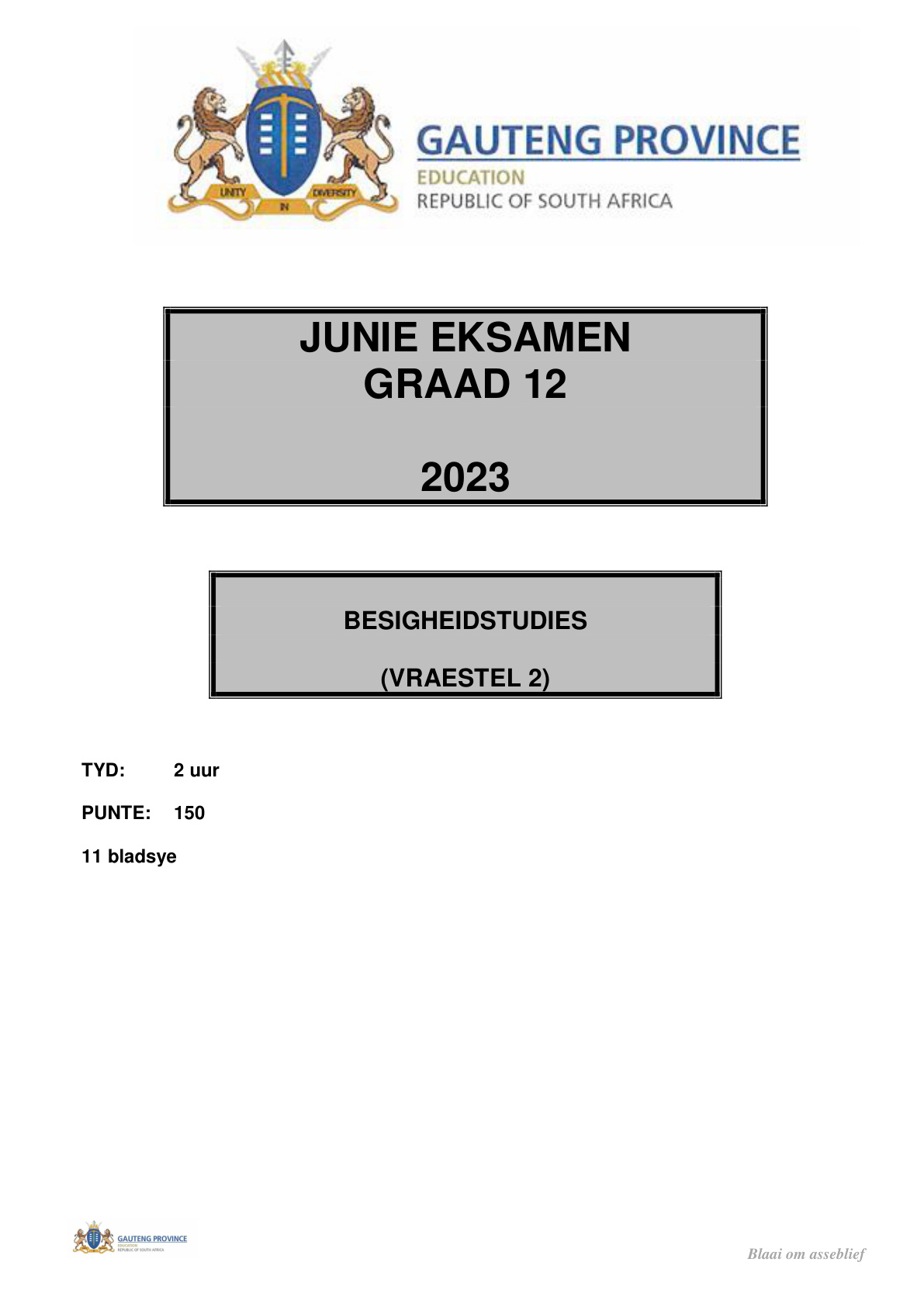 Business Studies Paper 2 (Gauteng) June 2023 Grade 12 DBE