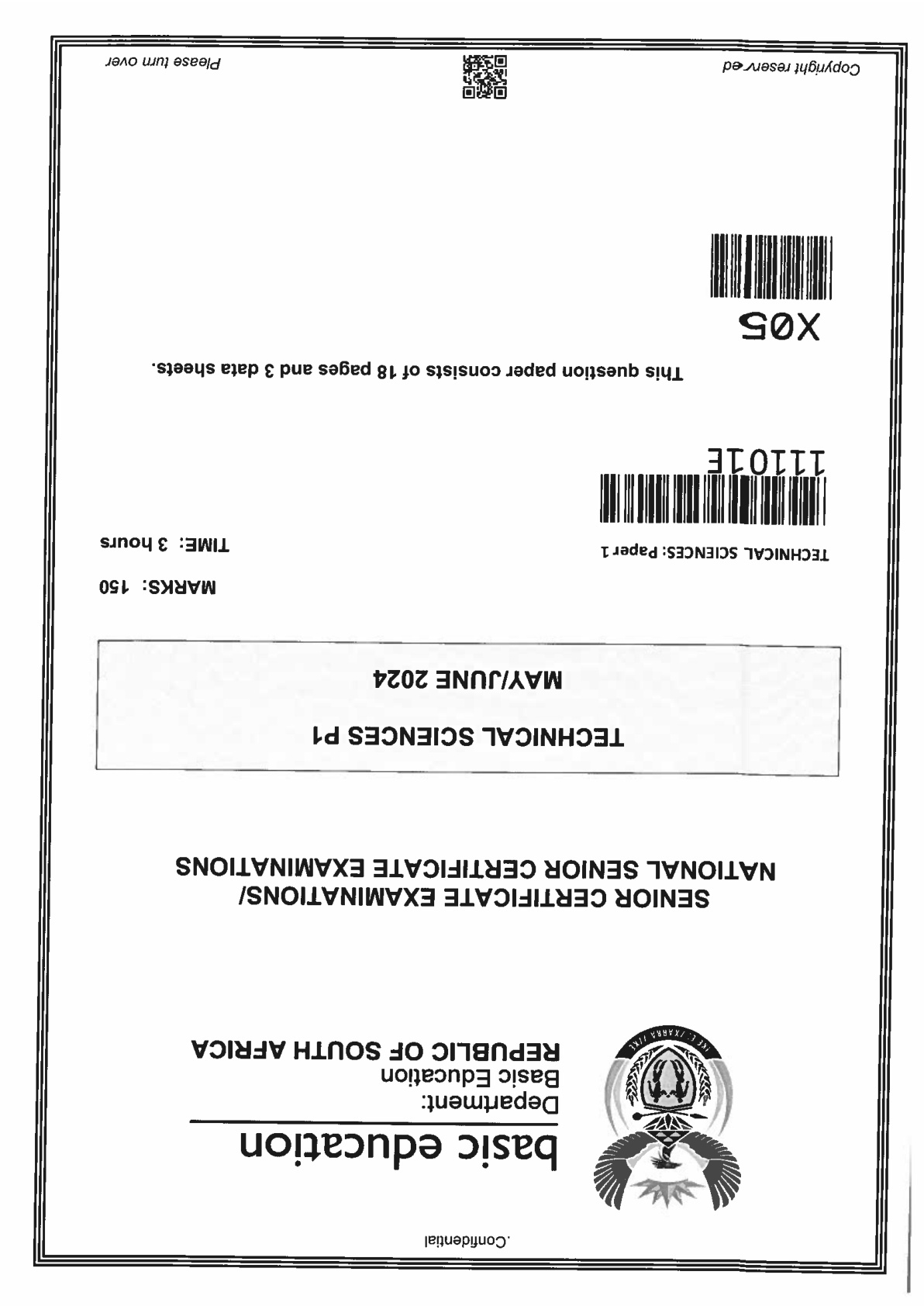 Technical Sciences Paper 1 (Gauteng) June 2024 Grade 12 DBE