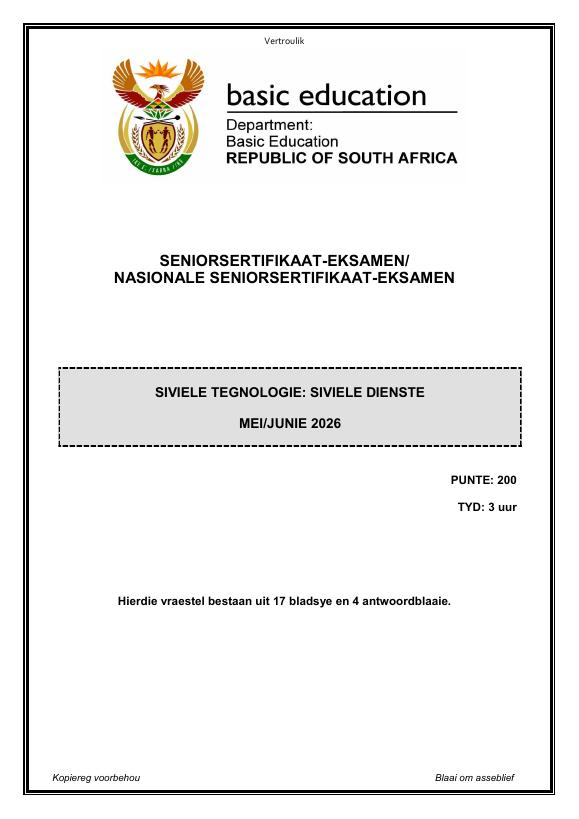 Civil Technology Grade 12 DBE CAPS May 2026 Paper 1 - Question Paper