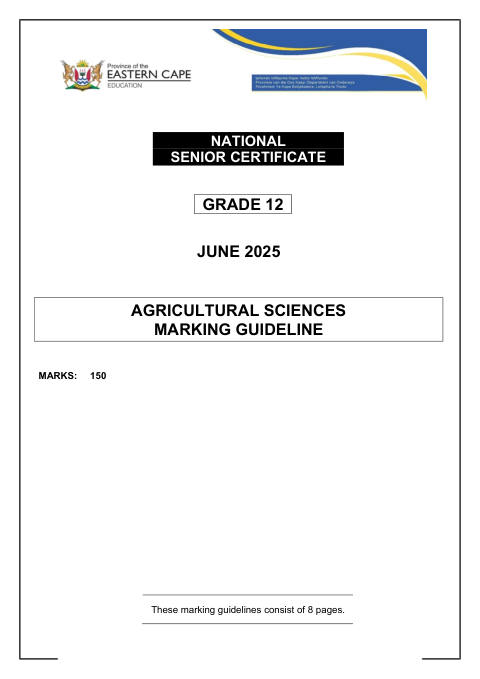 Agricultural Sciences Grade 12 DBE Caps May/June 2025 - Question Paper (Eastern Cape)