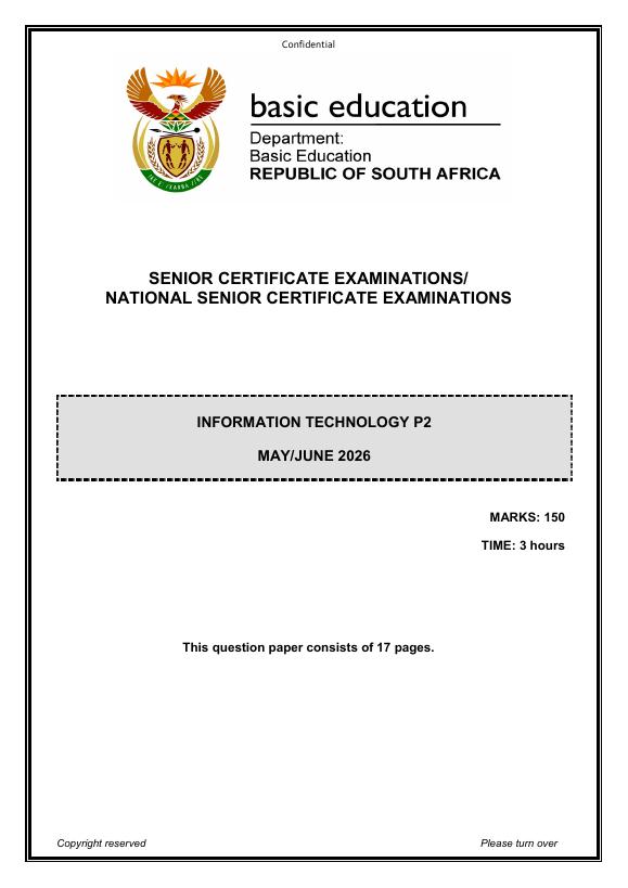 Information Technology Grade 12 DBE Caps May 2026 Paper 2 - Question Paper