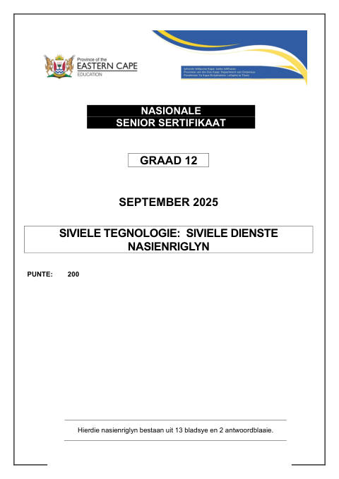 Civil Technology Grade 12 DBE Caps September 2025 - Memo (Eastern Cape)