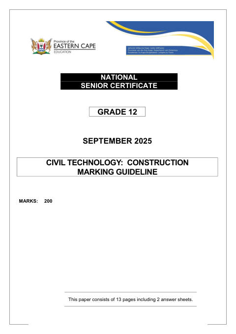 Civil Technology Grade 12 DBE Caps September 2025 - Memo (Eastern Cape)