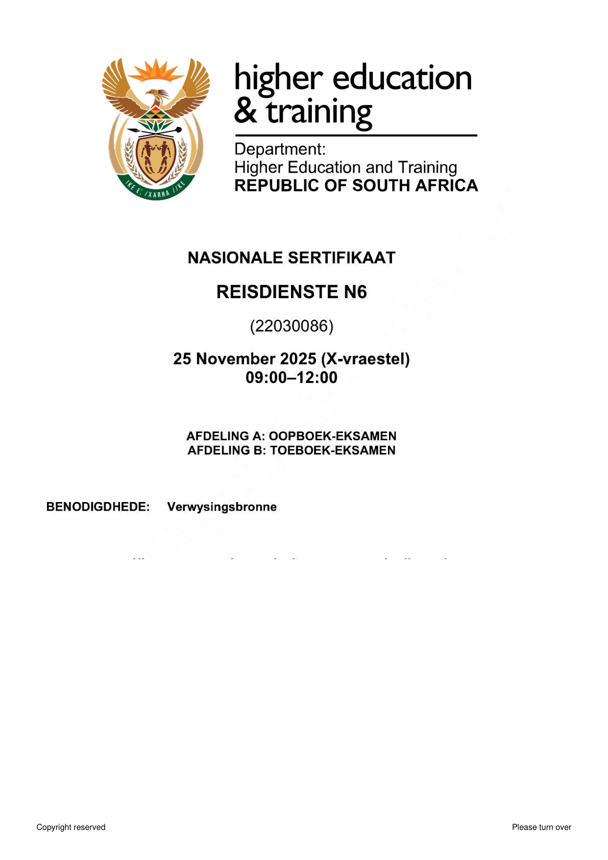 Reisdienste Dhet Nated November 2025 - Answer Book