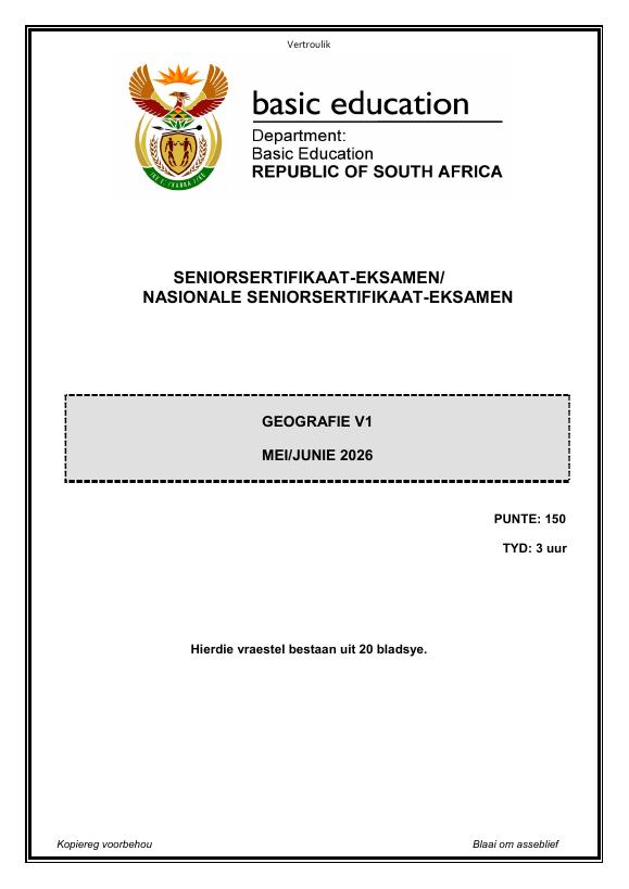 Geography Grade 12 DBE Caps May 2026 Paper 1 - Question Paper