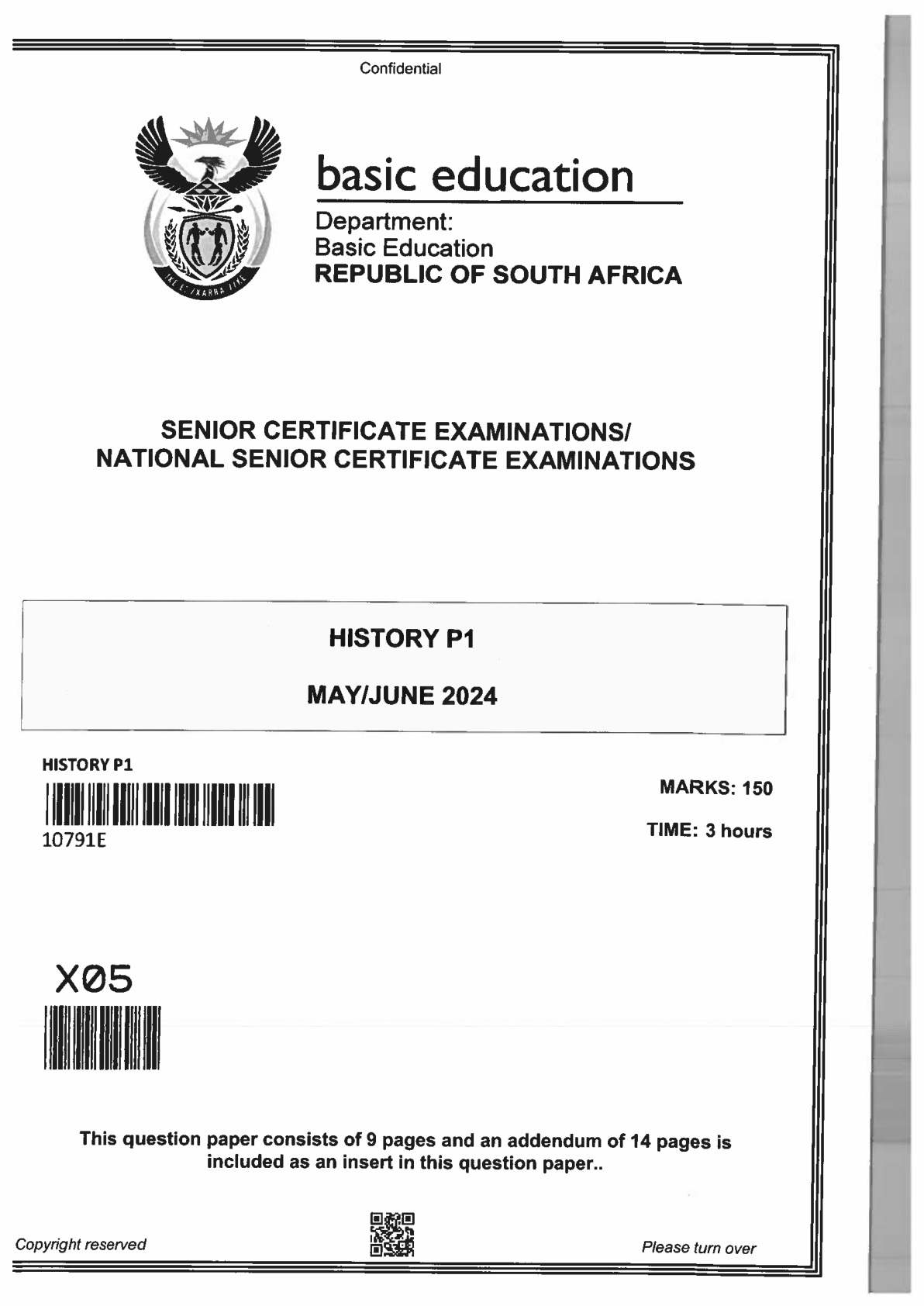 History Paper 1 (Gauteng) June 2024 Grade 12 DBE