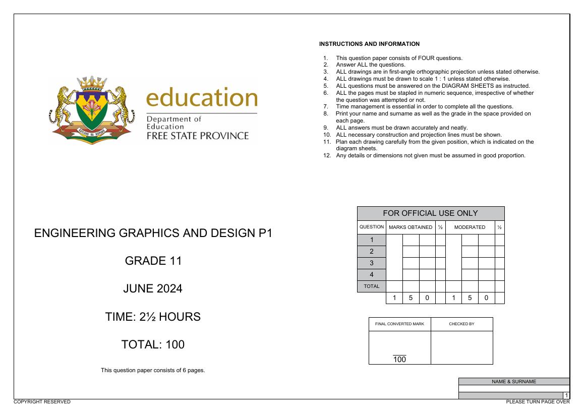 Egd - Paper 1 - Grade 11 June 2024