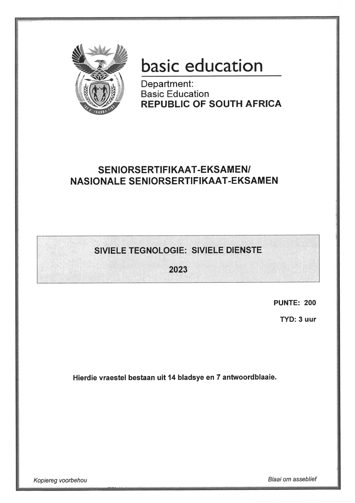 Civil Technology (Gauteng) June 2023 Grade 12 DBE