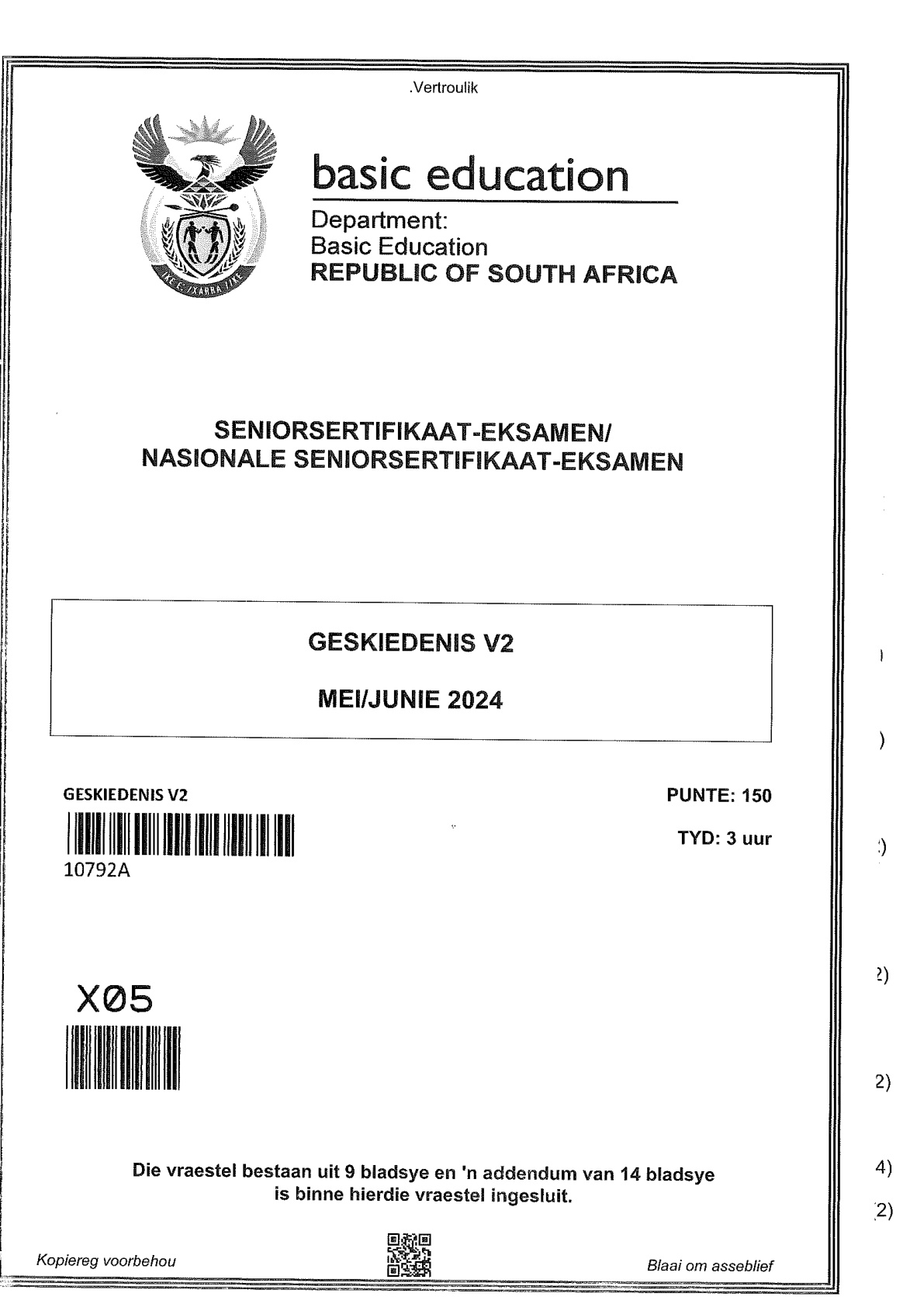 History Paper 2 (Gauteng) June 2024 Grade 12 DBE