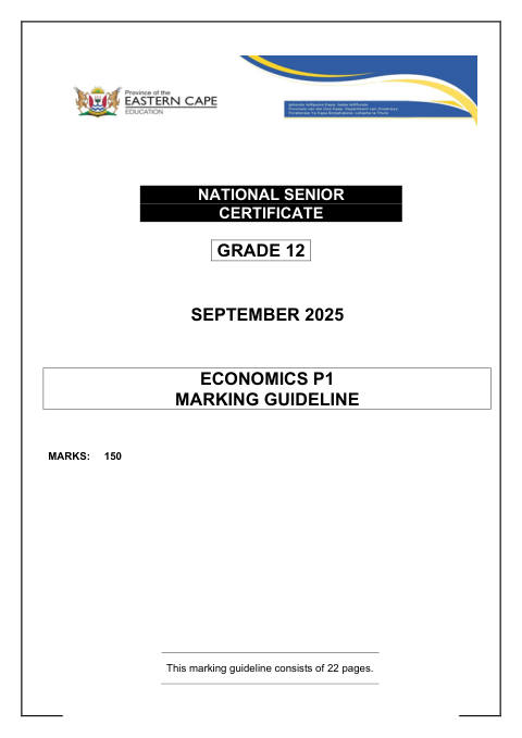 Economics Grade 12 DBE Caps September 2025 Paper 1 - Memo (Eastern Cape)
