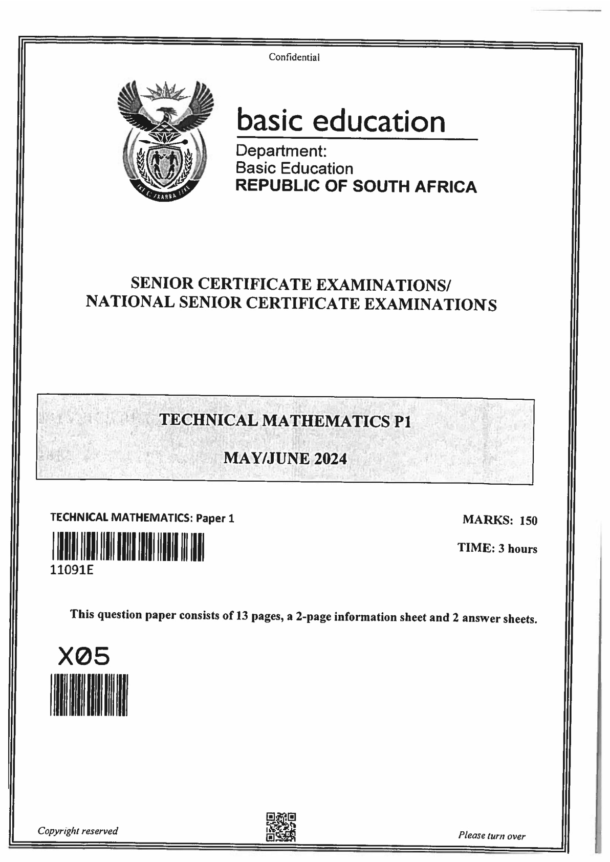 Technical Mathematics Paper 1 (Gauteng) June 2024 Grade 12 DBE