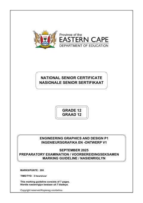 Engineering Graphics And Design Grade 12 DBE Caps September 2025 Paper 1 - Memo (Eastern Cape)