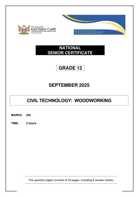 Civil Technology Grade 12 DBE Caps September 2025 - Question Paper (Eastern Cape)